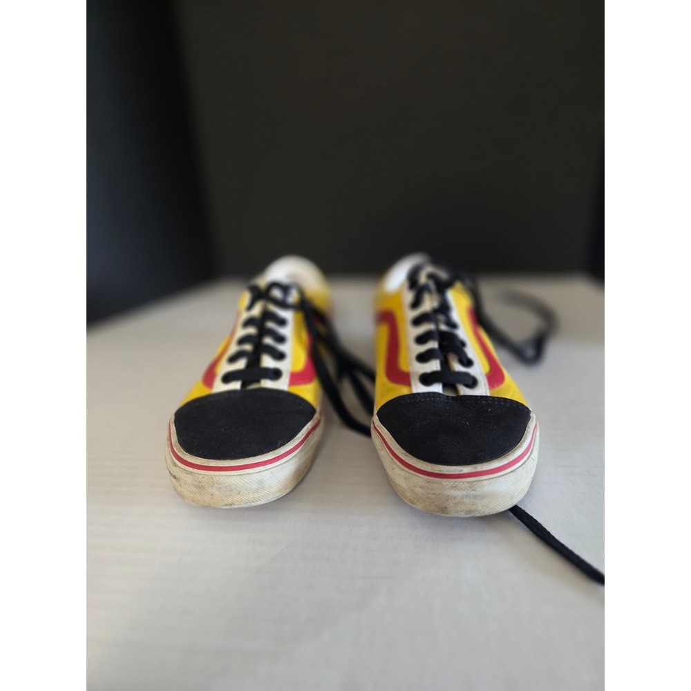 Vans Old Skool Flame Yellow Black Red Low Top Skate Shoes Mens 6 Womens 7.5